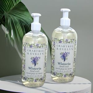 Crabtree & Evelyn Wisteria Hand Wash with Pump 16.9 fl oz New 2 Pack